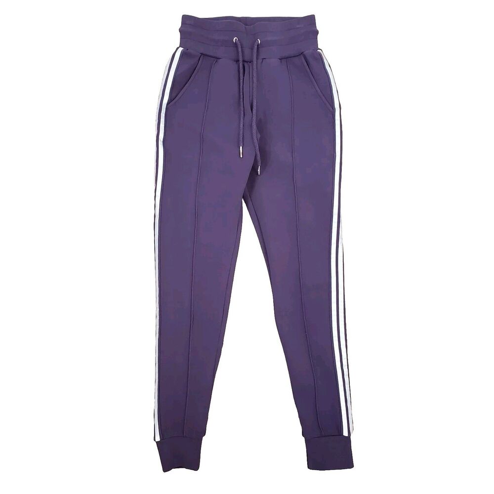 Buffbunny Jogger Pants Purple Reflective Stripe XS Retro Streetwear Athleisure